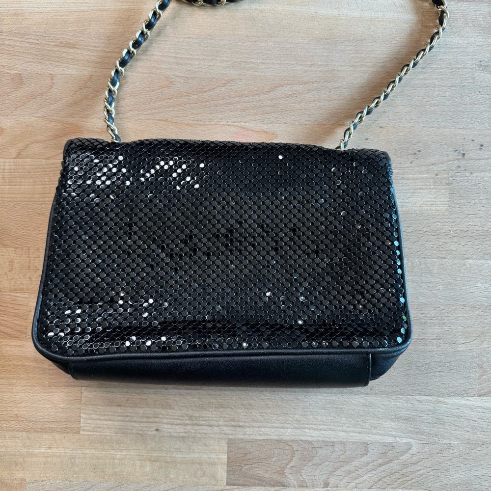 Whiting & Davis Black Mesh Women’s Crossbody Shoulder Bag With Chain Strap - Picture 5 of 16